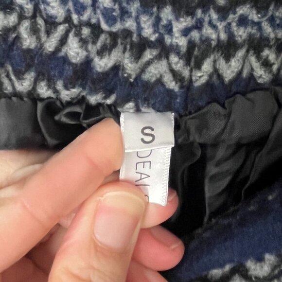 Idealsanxun Women's Wool Midi Skirt Size S Pleated A-Line Gray Blue Patterned - Picture 8 of 9